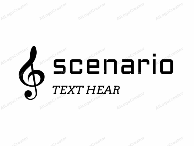 This is a simple black silhouette logo of a musical treble clef, set against a plain white background. The treble clef is composed of the familiar curved lines that represent the staff and the clef note, with the top line being