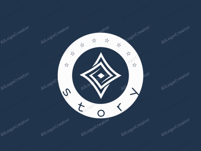 in a minimalist geometric style. This logo features a bold, symmetrical design. At the center, there is a large diamond shape made of overlapping, intersecting lines. The diamond is comprised of four equal segments, each with a sharp point at the