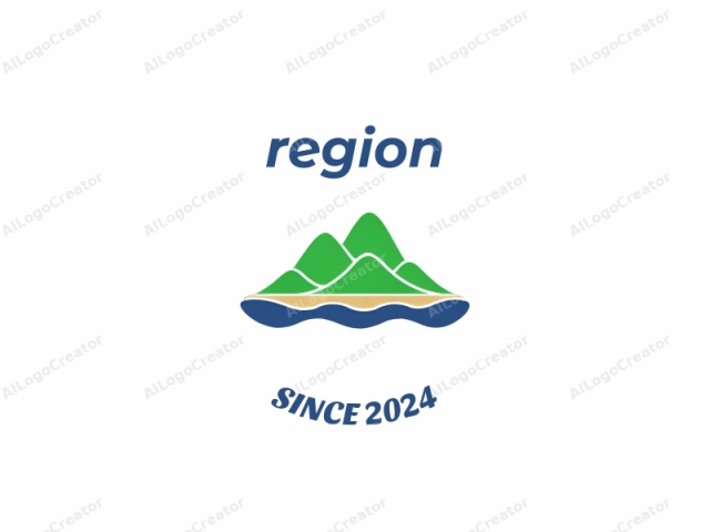 which is a minimalist, digital drawing. The image features a stylized, cartoonish depiction of a tropical island. The island is represented by three rounded, conical hills of varying sizes, arranged in a staggered fashion from left to right.