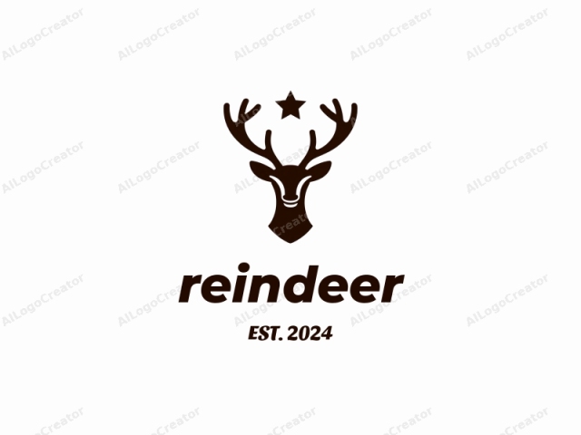 Das Logo ist ein minimalistisches, monochromes Design, das eine stilisierte Silhouette eines Hirschkopfes zeigt. Der Hirsch ist in einem einfachen, fast cartoonhaften Stil dargestellt, mit einer dunkelbraunen Farbe vor einem schlichten weißen Hintergrund. Der Hirschkopf