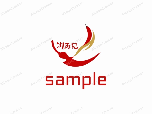 This is a stylized, minimalist logo in a modern, abstract design. The primary elements are bold, red and yellow curvilinear shapes, resembling chili peppers. The red and yellow shapes flow together, creating an impression of motion and movement.