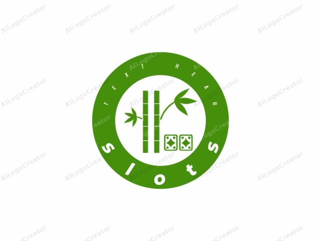 El logo es un gráfico minimalista de estilo vectorial que presenta un esquema de color verde sobre un fondo blanco puro. Consiste en dos tallos de bambú verticales con un par de hojas de bambú unidas al tallo superior izquierdo. Las hojas están estilizadas con un diseño distintivo