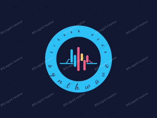 focusing on its artistic elements. This logo features a stylized graphic illustration set against a deep blue or black background. The main subject is a simplified musical waveform composed of horizontal lines, which resemble the peaks and troughs of a sound wave. Each