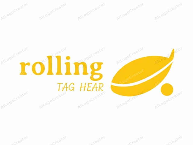 The logo is a minimalist design consisting of two distinct yellow shapes, rendered in a smooth, vector style. The main element is a curved, elongated leaf shape on the left, which curves slightly to the right and has a subtle tapering point