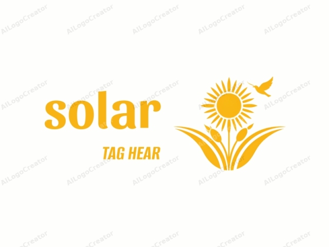 Dieses Logo ist eine minimalistische Illustration einer Sonnenblume und eines Vogels. Die Sonnenblume ist in einem kräftigen, hellen Gelb dargestellt, mit einer großen zentralen Scheibe und zahlreichen radialen Blütenblättern, die nach außen strahlen und ein lebendiges, sonnenähnliches Aussehen erzeugen. Bei