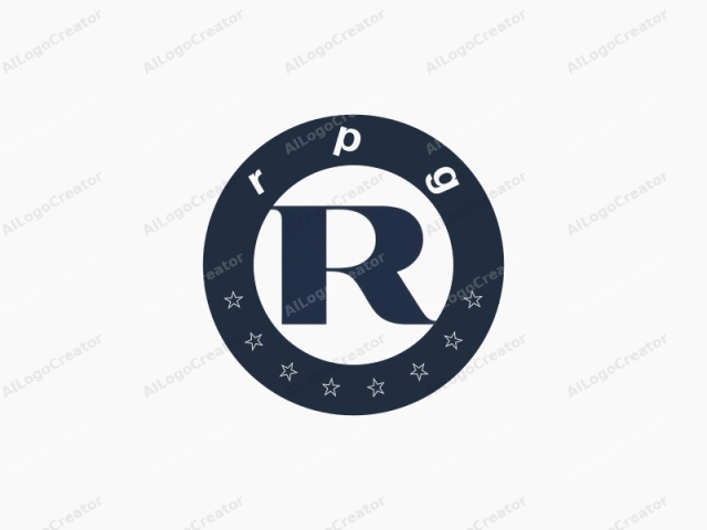 Das Logo zeigt einen großen, fett gedruckten Kleinbuchstaben "R" in dunklem Marineblau, der sich vor einem schlichten weißen Hintergrund abhebt. Das "R" ist mit einem glatten, abgerundeten Serifen am unteren Ende und einem scharfen, spitzen Serifen am oberen Ende gestaltet.