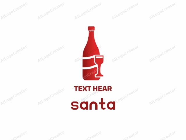 This is a simple, minimalist graphic logo featuring a red silhouette of a wine bottle and a wine glass on a white background. The wine bottle is depicted with a smooth, rounded shape, and the glass is shown with a handle at the base and