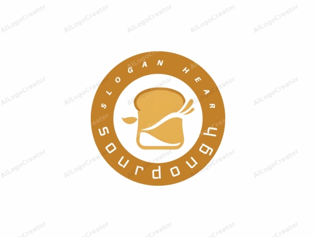 Este logotipo presenta un diseño simplificado y plano de una barra de pan representada en un cálido color amarillo dorado. La forma de la barra de pan es suave con bordes redondeados, lo que le da una apariencia suave y acogedora. El borde superior de la barra de pan está ligeramente