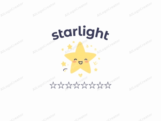 characterized by a cheerful, five-pointed yellow star with a playful expression. The star has closed eyes and a wide, toothy smile, exuding joy and warmth. Its cheeks are adorned with small blush marks, adding a touch of innocence and