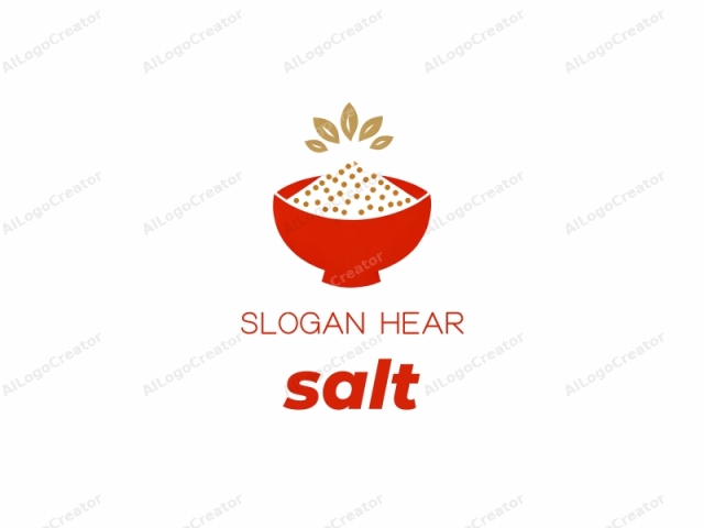 This logo image features a simplistic, modern design. It consists of a red bowl, centered against a white background, with a flat, rounded rim and smooth sides. The bowl is filled with a fine granular substance, which appears to be either