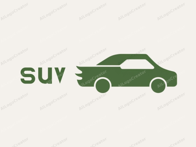 which utilizes a minimalist, flat design aesthetic. The image features a simplified, stylized representation of a car in profile. The car is depicted in a solid green color against a light beige background. The car’s profile is highly streamlined, with minimal