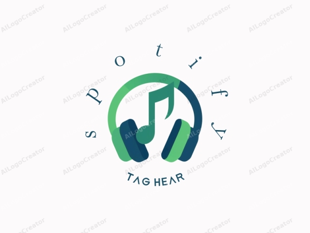 This is a logo featuring a stylized pair of headphones against a clean, white background. The headphones are rendered in a simplistic, modern design with smooth, curved lines. They have a large ear cup on each side, with the left one colored