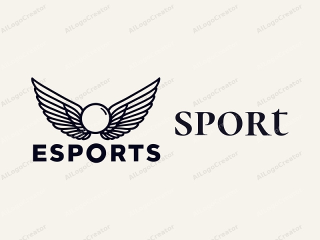 The image is a minimalist logo featuring a clean, elegant, and modern design. It consists of two symmetrical wings with a central circle, all drawn in bold, black lines against a light, cream-colored background. The wings, reminiscent of those