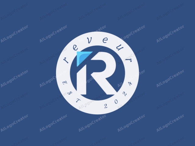 นี่คือกราฟิกดิจิทัลที่เน้นตัวอักษร "R" อยู่ตรงกลางบนพื้นหลังสีน้ำเงินเข้มพร้อมด้วยรายละเอียดสีน้ำเงินอ่อนที่ละเอียดอ่อน พื้นหลังประกอบด้วยเส้นโค้งแบบนามธรรมในเฉดสีน้ำเงินที่หลากหลาย ทำให้ดูทันสมัยและเรียบหรู ตัวอักษร "R"
