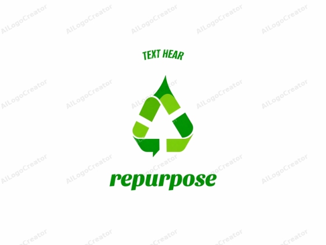 un símbolo de reciclaje. El logotipo es un diseño geométrico simple que consta de tres triángulos equiláteros verdes entrelazados. Cada triángulo está compuesto por varios tonos de verde, creando un efecto de degradado que sugiere movimiento y dinamismo. Los triángulos están dispuestos en un