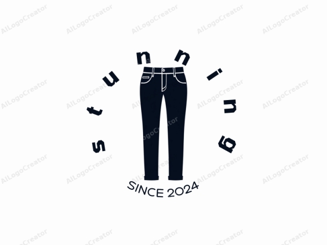 a pair of dark navy blue denim pants. The logo image is a digital drawing with clean, crisp lines and a minimalistic style. It features the front view of the pants, highlighting key design elements such as the pockets, fly, and waist