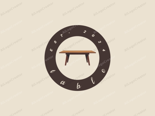 focusing on clarity, simplicity, and modernity. The image is a minimalist digital drawing of a wooden table against a solid, off-white background. The table features a rectangular top with clean, straight lines, crafted from a rich, medium-brown