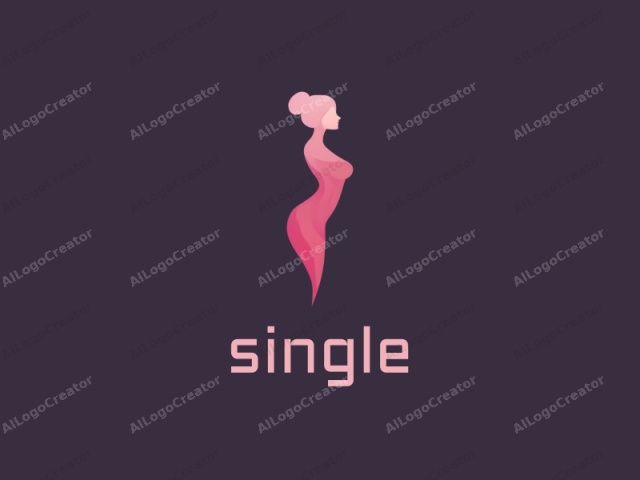 Este logo digital, situado sobre un fondo morado oscuro, presenta una silueta estilizada de una figura femenina de perfil. La figura está representada con un diseño minimalista, caracterizado por líneas suaves y fluidas, y un gradiente de tonos rosados que se fusionan sin problemas desde el claro