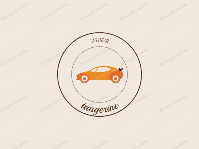 ein Auto, in einem minimalistischen Stil dargestellt. Das Auto, in einer einfachen, sauberen und geometrischen Weise abgebildet, ist in zwei Hauptfarben gezeichnet: ein kräftiges Orange für die Karosserie und ein helles Orange für die Räder, die stilisiert sind