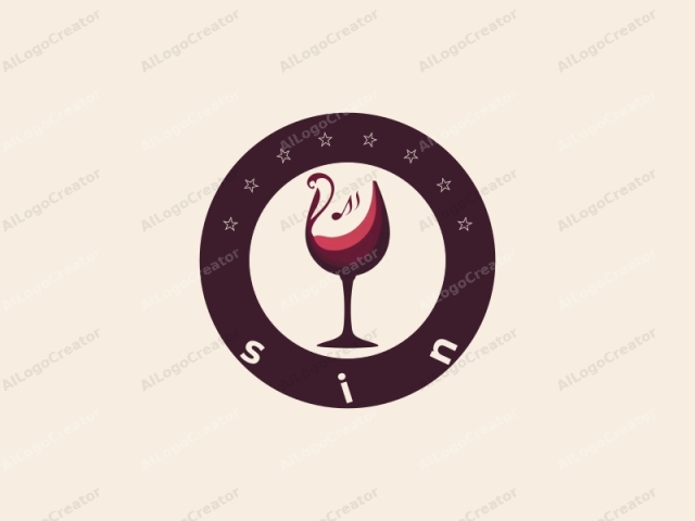 a wine glass. The image is a digitally created, minimalist design that features a stylized wine glass. The glass is depicted in a smooth, gradient maroon hue with a slight curve, reminiscent of a wine glass with a small rim. The