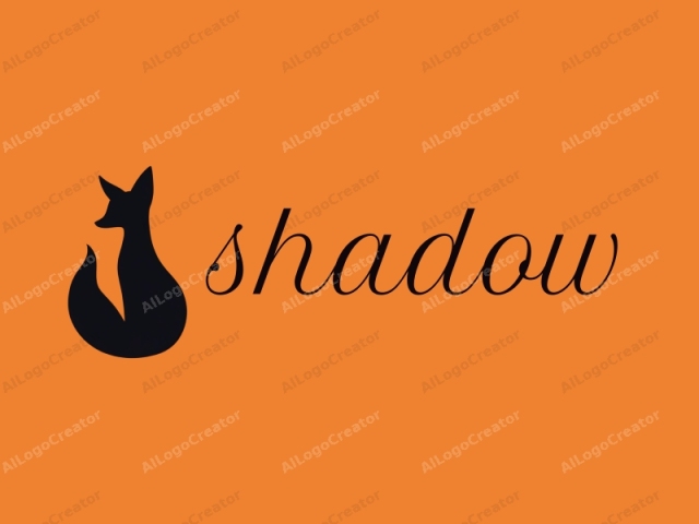 This is a minimalist logo featuring a stylized silhouette of a fox set against a solid orange background. The fox is depicted in a sleek, modern design, with its body and tail rendered in black. The fox is positioned centrally and faces to the