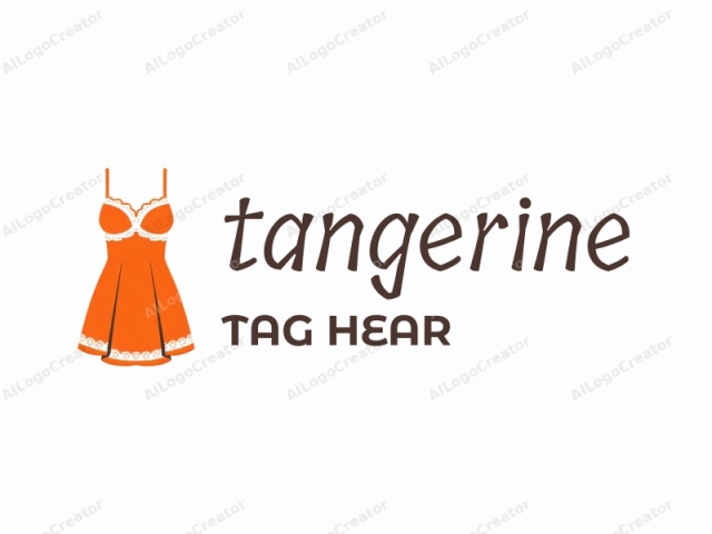 Konzentrieren Sie sich auf die visuellen Elemente und Designprinzipien. Dieses Bild ist eine Vektorgrafik, die ein hellorangefarbenes Nachthemd oder ein Camisole-Kleid mit aufwendiger Spitzenverzierung darstellt. Die Spitze zeigt ein zartes, weißes Blumenmuster, das den femininen und eleganten Charme unterstreicht.