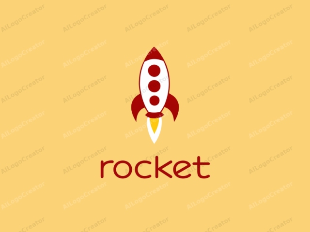 This image features a minimalist, flat design of a rocket ship, set against a solid, pale yellow background. The rocket ship is depicted in a simple, stylized manner with no shading or intricate details. The central body of the rocket is white