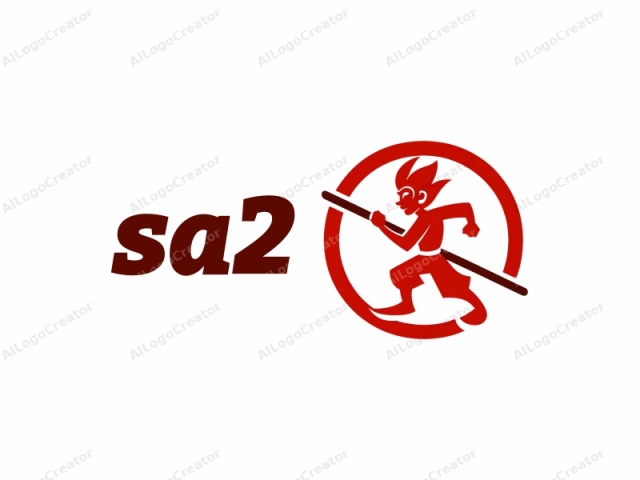 This image is a stylized, red logo set against a plain white background. It features a simplistic, anthropomorphic character in motion, designed with clean, bold lines and limited detail. The character has exaggerated, spiky hair and a determined facial