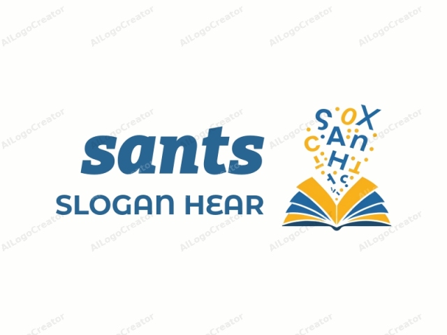 which depicts a stylized book with a white background. The logo features a simplified, abstract depiction of an open book with two pages facing upwards. The left page is colored in yellow, while the right page is colored in blue. At the center