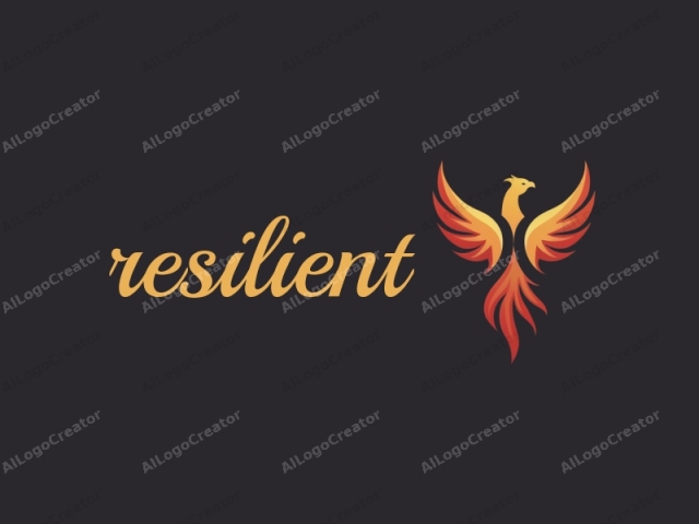 a stylized phoenix with its wings outstretched. The phoenix, rendered in a modern digital art style, is centered against a solid black background. The bird's form is sleek and sleek, with sharp angles and smooth lines. Its head and