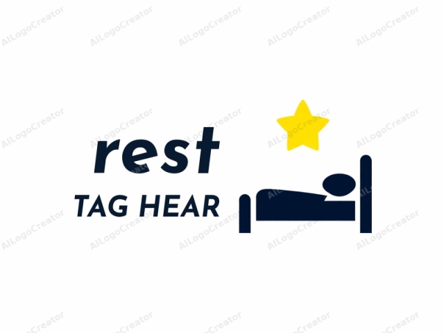 The image is a minimalist, digital drawing depicting a simplified sleeping person in bed. The design is monochromatic with a black-and-white color scheme. The person is represented as a solid, stylized silhouette with a head, torso, and one