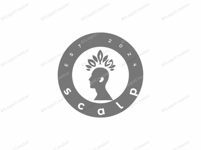 which is in a minimalist, monochromatic style. This logo features a solid gray silhouette of a human head and neck facing right. The head is devoid of facial features, presenting a clean and symbolic representation. At the top of the head,