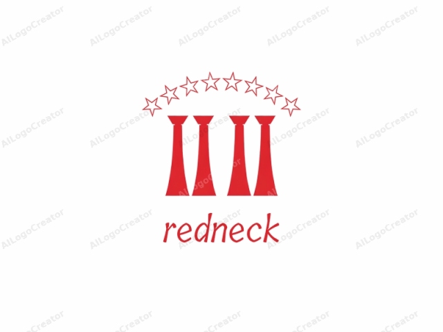 This logo image features a minimalist design with bold and vivid colors. It consists of four identical, sleek, red, conical-shaped objects arranged in two sets of two, evenly spaced horizontally across the center of the image. Each object has a tapered