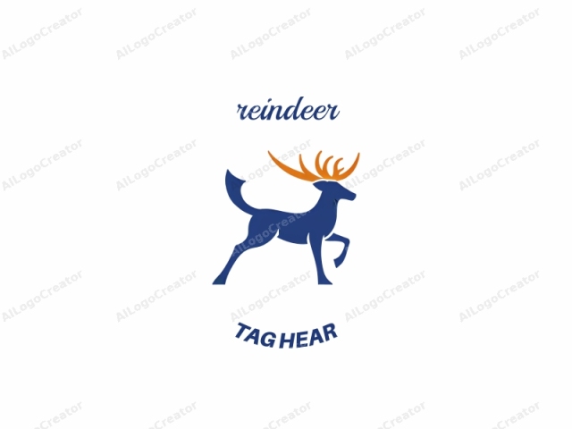 Ein stilvoller Hirsch. Das Logo zeigt einen anmutigen Hirsch in einer dynamischen Schrittposition. Der Körper und die Beine des Hirsches sind in einem tiefen, satten Blau dargestellt, was der Figur Eleganz und Kraft verleiht. Sein Kopf ist mit einem komplizierten