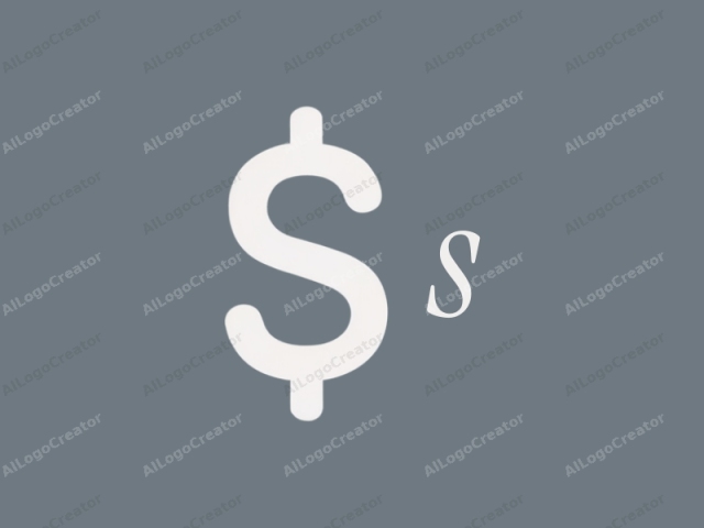 in the style of minimalism. This minimalist graphic features a large, white dollar sign ($), centered in the frame. The dollar sign is rendered in a clean, simple font with smooth lines, giving it a modern and professional look. The background is