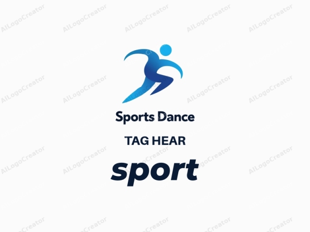 a stylized, abstract, and modern design. The logo is composed of a dynamic, blue, abstract figure in motion, symbolizing the concept of sports. The figure is depicted in a minimalist, geometric style, featuring smooth, curved lines that