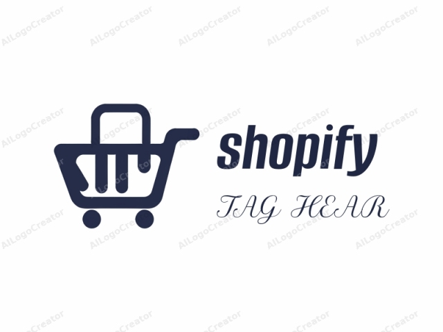 using a minimalist design approach. This logo is a simple, black, stylized outline of a shopping cart, rendered in a flat, two-dimensional manner. The cart is depicted in profile, with a slightly curved handle on the left, and the