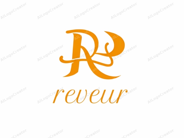 นำเสนอตัวอักษร "R" ที่ออกแบบอย่างมีสไตล์ พร้อมกับวงล้อและเส้นโค้งขึ้นด้านบน ตัวอักษร "R" ถูกออกแบบด้วยสไตล์ sans-serif ที่โดดเด่นและหนา เน้นเส้นตรงที่แข็งแรงและทันสมัย ส่วนบน