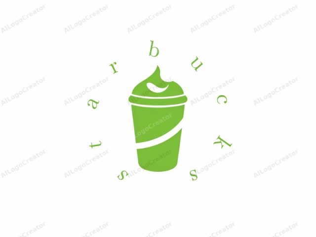 Das Bild ist ein minimalistisches, flaches Design-Logo, bestehend aus einem einzelnen grünen Objekt mit weißem Hintergrund. Die zentrale Figur ist ein vereinfachter Becher mit einem Henkel, der an eine Kaffee- oder Getränketasse erinnert. Der Becher ist bis zum Rand gefüllt mit