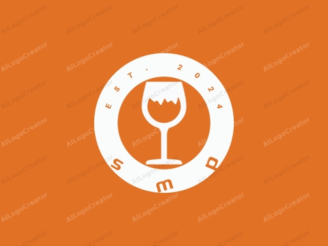 This is a minimalist logo consisting of a white wine glass silhouette against a solid orange background. The wine glass, centrally placed, features a simple, clean design with no additional details or shading. The handle is short, and the bowl of the glass