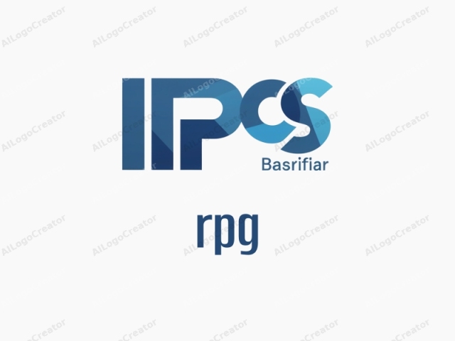 Das Bild zeigt ein sauberes, modernes und minimalistisches Design, das den Text "IPS BASIFAR" in Großbuchstaben prominent darstellt. Das Logo verwendet einen Gradienteneffekt mit verschiedenen Blautönen, wodurch ein Gefühl von Tiefe und Raffinesse entsteht. Die Buchstaben "