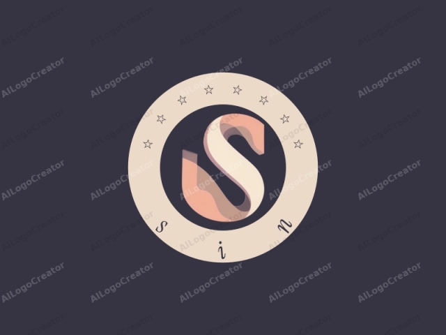 This is a minimalist, abstract logo image set against a solid, dark grey background. At the center of the image is a stylized lowercase "s," which is designed in a modern, geometric font. The "s" appears to be made