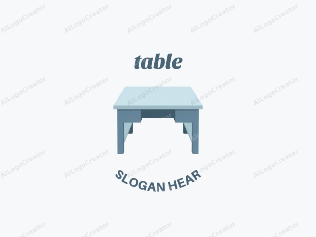 The image is a minimalist, digital illustration of a square coffee table with clean, geometric lines. The table has a flat top with a uniform, light blue surface, and the legs are a darker shade of blue. Each leg features a simple,