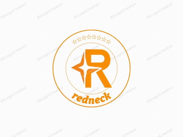 The logo features a stylized, bold letter "R" in a vibrant, solid orange color. The "R" is designed with a geometric shape, resembling a five-pointed star or asterisk, located at its center. The asterisk