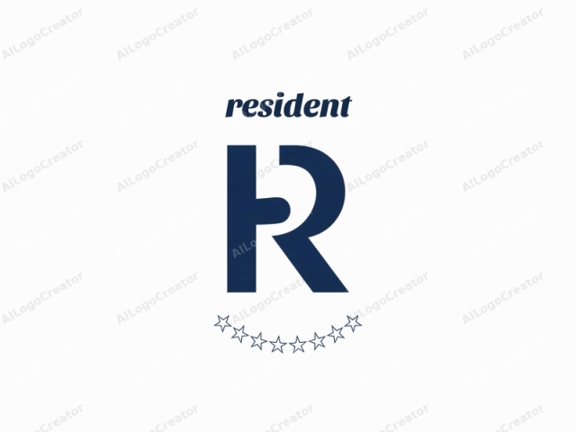 This is a minimalist digital logo featuring a bold, blue capital letter "R" set against a stark white background. The "R" is composed of two intersecting arcs that form a distinctive shape, suggesting a stylized version of the letter "