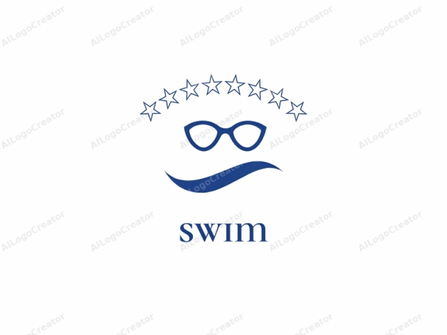 featuring a minimalist design. The logo image is a digital, vector-based graphic, characterized by clean lines and a modern aesthetic. The primary subject is the silhouette of a pair of eyeglasses. These eyeglasses are depicted in a deep blue color