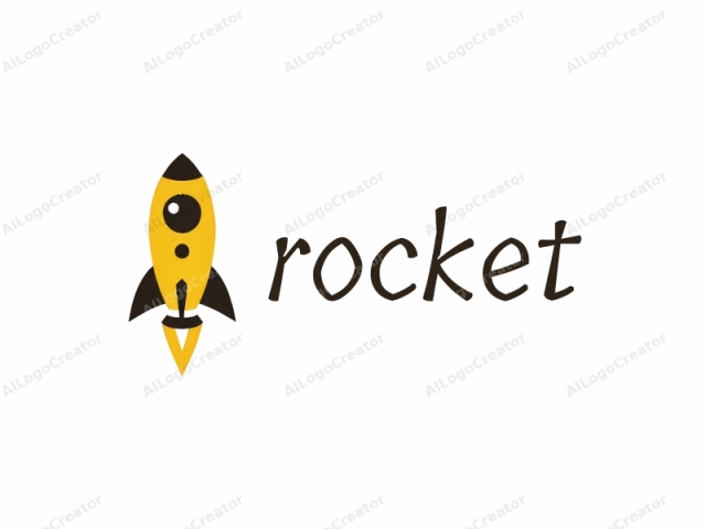 This logo features a stylized, minimalist drawing of a rocket on a white background. The rocket is depicted in a bold, geometric style with bright, vivid colors. The body of the rocket is primarily yellow, with a smooth, glossy finish.