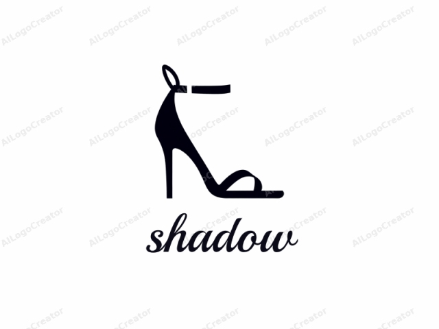 a high-heeled shoe. This logo image is a minimalist, black-and-white silhouette drawing of a high-heeled sandal. The sandal is depicted in a simple, clean style with no additional details or textures, using solid lines and shapes