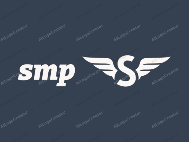 This logo features a minimalist, geometric design set against a solid, deep navy blue background. The central focus is an abstract, stylized bird with its wings spread wide, positioned symmetrically. The bird is rendered in a bold, white, sans