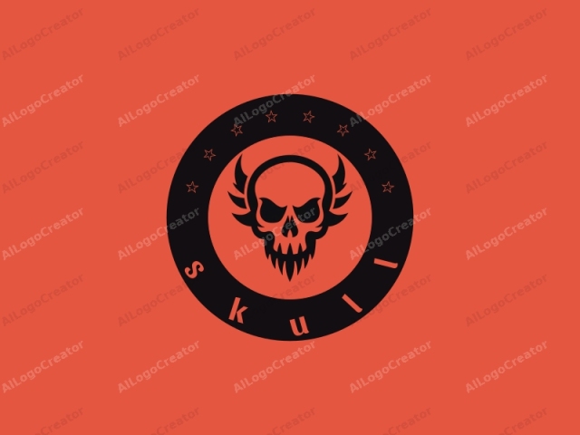 The logo features a stylized black skull against a solid red background. The skull is centered and occupies the entire visual field. Its design is bold and striking, with a circular eye socket framing a prominent, empty eye cavity. The skull’s nose